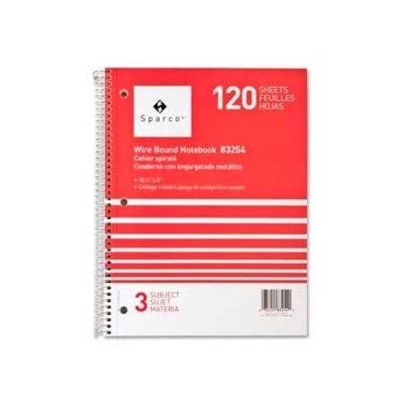 SPARCO PRODUCTS Sparco„¢ 3-Subject Notebook, 8" x 10-1/2", College Ruled, Bright White, 120 Sheets/Pad 83254